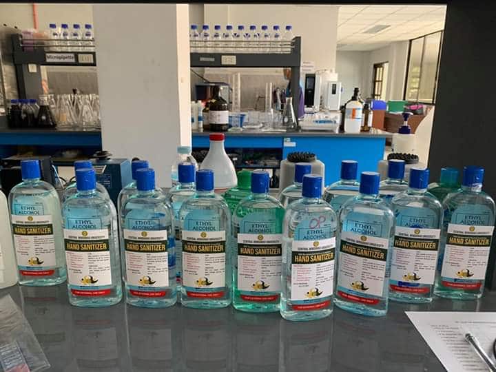 CMU makes hand sanitizers, distributes 113 liters to Bukidnon hospitals