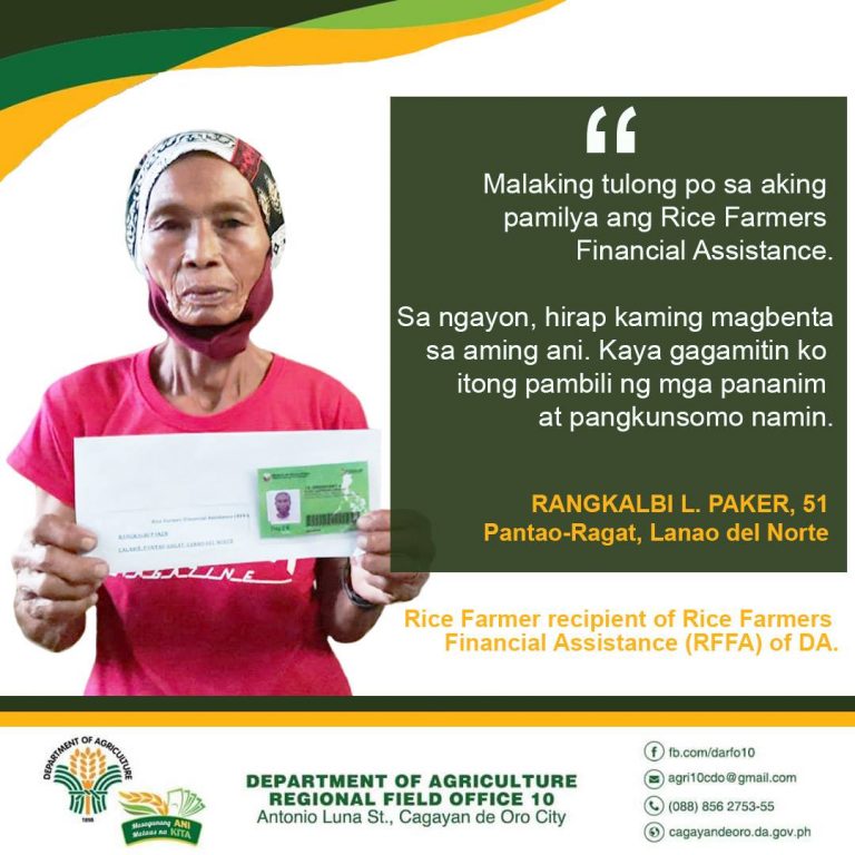 Bukidnon, LDN rice farmers to receive P65-M monetary aid from DA-10