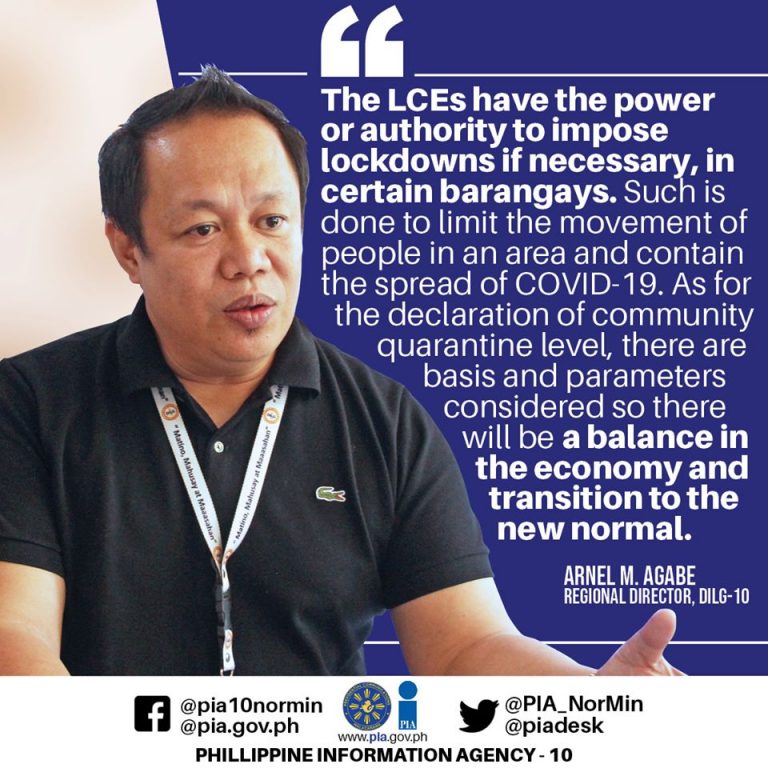 DILG-10 urges LCEs to provide assistance to areas imposing lockdown