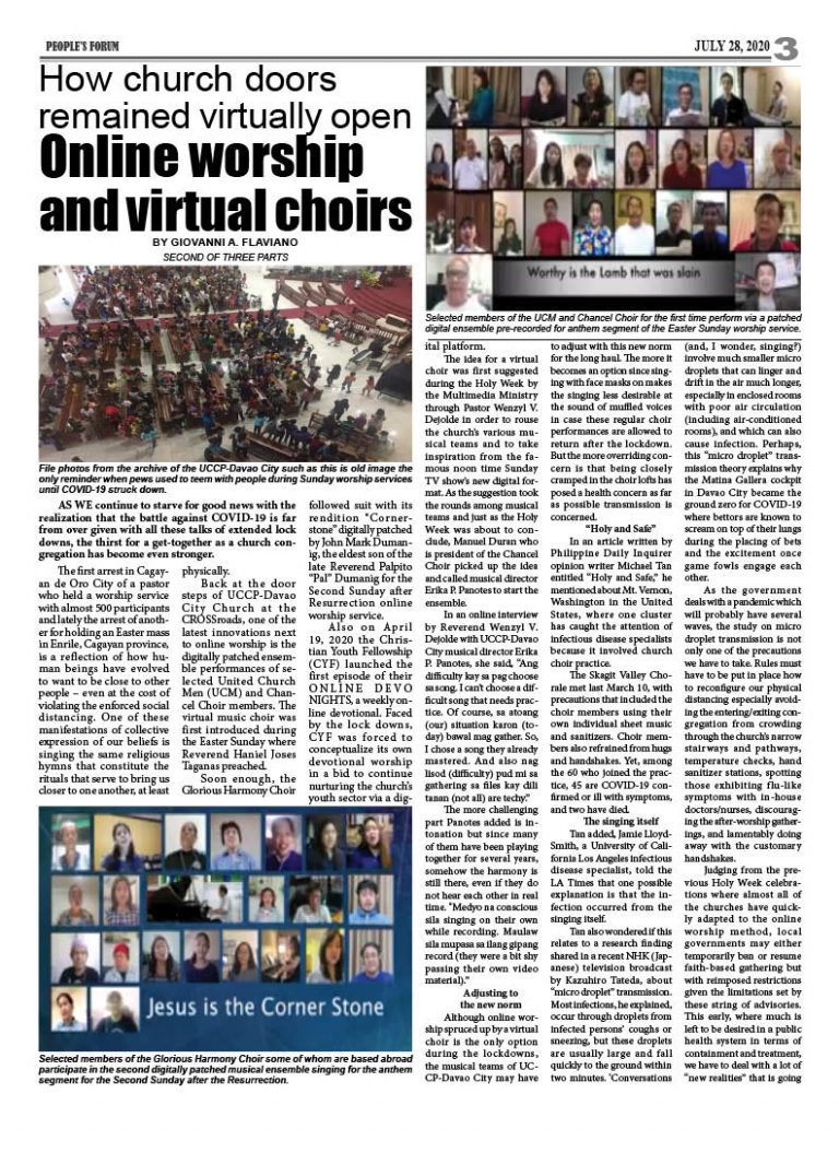 How church doors  remained virtually open: Online worship  and virtual choirs