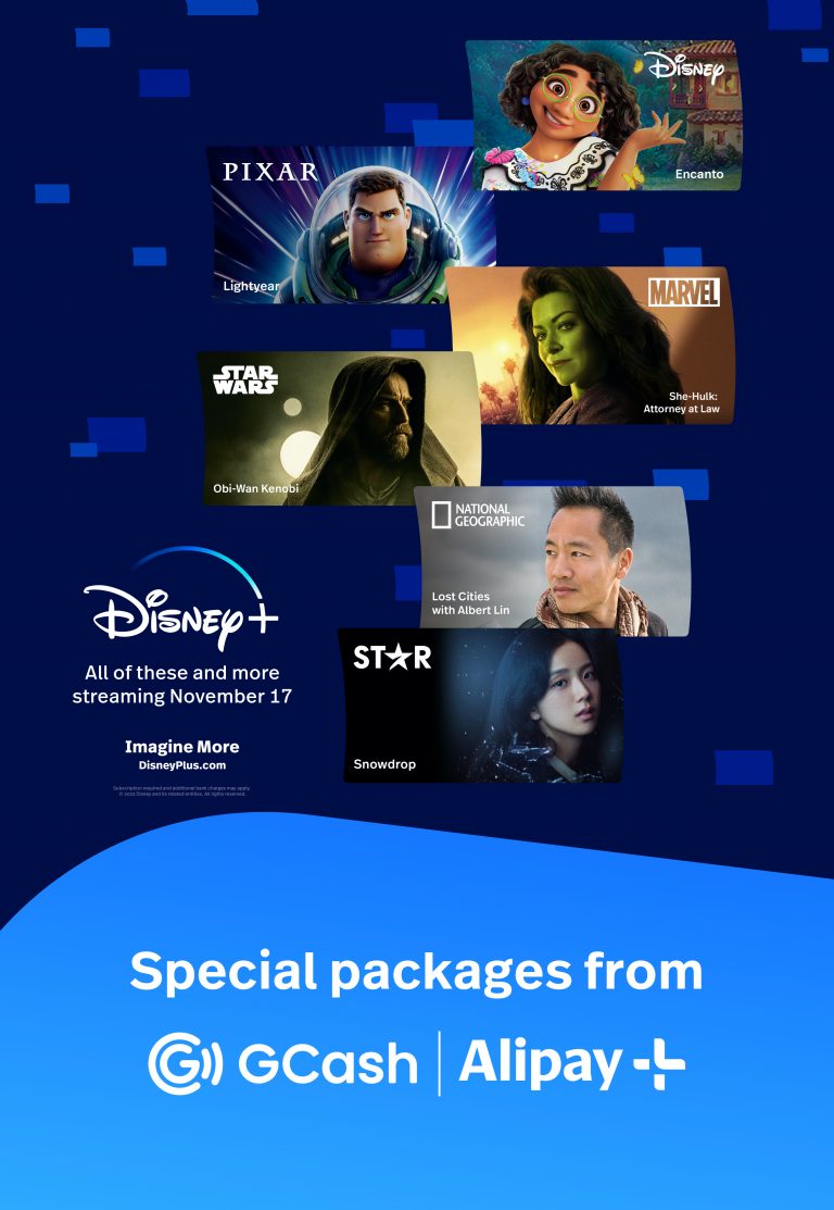 Alipay+ to offer special packages from Friday onwards on GCash featuring Disney+ which will be available in the Philippines on November 17
